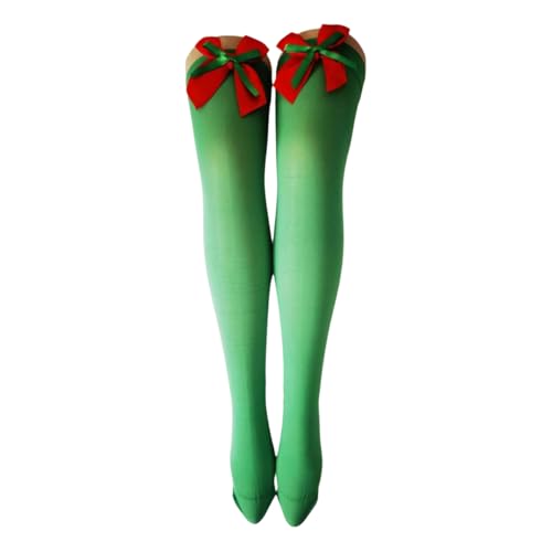 DUBTEDHOU Wärme Strümpfe im Winter, Damen Overknee-Socken mit Weihnachtsschleife, mehrfarbig, Universalgröße(Y triple pair) von DUBTEDHOU