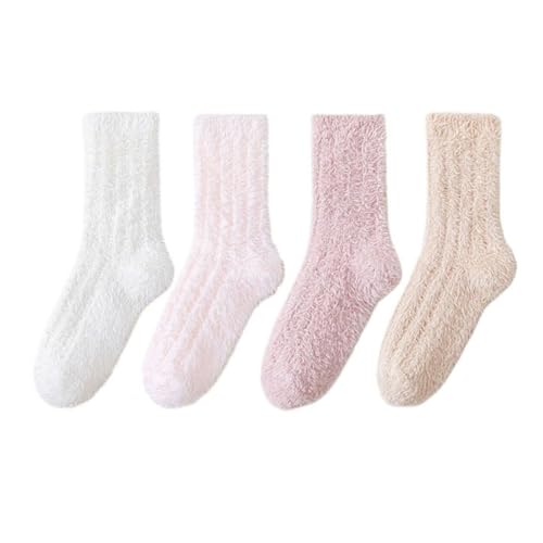 DUBTEDHOU Wärme Strümpfe im Winter, Damen Thermosocken 4er oder 7er Pack Mehrfarbig(4 Pairs B) von DUBTEDHOU