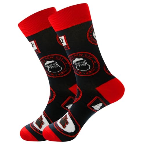 DUBTEDHOU Wärme Strümpfe im Winter, Damen Thermosocken Weihnachtsdruck Mehrfarbig Größe 38-45 5 Stück(A5 Double) von DUBTEDHOU