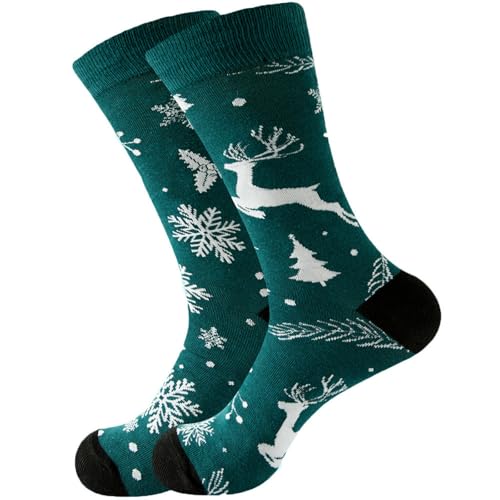 DUBTEDHOU Wärme Strümpfe im Winter, Damen Thermosocken Weihnachtsdruck Mehrfarbig Größe 38-45 5 Stück(C5 Double) von DUBTEDHOU