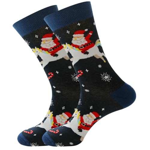 DUBTEDHOU Wärme Strümpfe im Winter, Damen Thermosocken Weihnachtsdruck Mehrfarbig Größe 38-45 5 Stück(P5 Double) von DUBTEDHOU