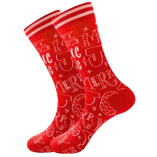 DUBTEDHOU Wärme Strümpfe im Winter, Damen Thermosocken Weihnachtsdruck Mehrfarbig Größe 38-45 5 Stück(W5 Double) von DUBTEDHOU