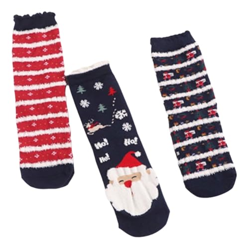 DUBTEDHOU Wärme Strümpfe im Winter, Damen Weihnachten 3D Jacquard Wadenlange Socken Baumwolle Mehrfarbig(C3 Double) von DUBTEDHOU