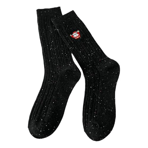 DUBTEDHOU Wärme Strümpfe im Winter, Damen Weihnachts-Wadensocken im 3er-Pack, mehrfarbig(Black 3 Pairs) von DUBTEDHOU