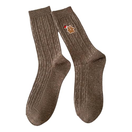 DUBTEDHOU Wärme Strümpfe im Winter, Damen Weihnachts-Wadensocken im 3er-Pack, mehrfarbig(Brown 3 Pairs) von DUBTEDHOU