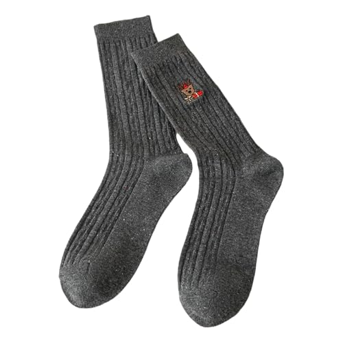 DUBTEDHOU Wärme Strümpfe im Winter, Damen Weihnachts-Wadensocken im 3er-Pack, mehrfarbig(Dark Gray 3 Pairs) von DUBTEDHOU