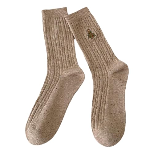 DUBTEDHOU Wärme Strümpfe im Winter, Damen Weihnachts-Wadensocken im 3er-Pack, mehrfarbig(Khaki Color 3 Pairs) von DUBTEDHOU
