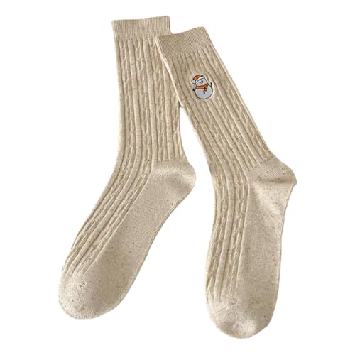 DUBTEDHOU Wärme Strümpfe im Winter, Damen Weihnachts-Wadensocken im 3er-Pack, mehrfarbig(Three Pairs of Beige) von DUBTEDHOU