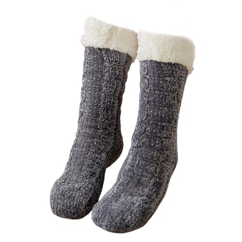DUBTEDHOU Wärme Strümpfe im Winter, Damen Winter-Hausschuhsocken, mehrfarbig, Einheitsgröße(Dark Gray) von DUBTEDHOU