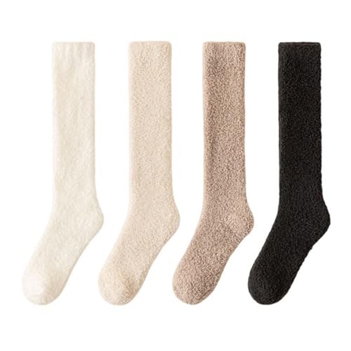 DUBTEDHOU Wärme Strümpfe im Winter, Damensocken 4 Paar Mehrfarbig Einheitsgröße(4 Pairs Calf) von DUBTEDHOU