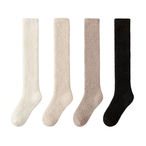 DUBTEDHOU Wärme Strümpfe im Winter, Damensocken 4 Paar Mehrfarbig Einheitsgröße(4 Pairs Knee) von DUBTEDHOU