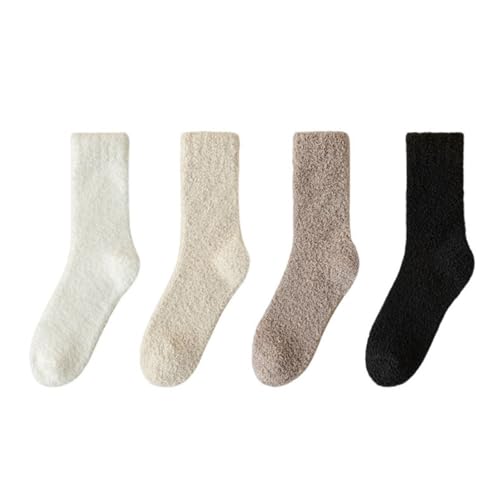 DUBTEDHOU Wärme Strümpfe im Winter, Damensocken 4 Paar Mehrfarbig Einheitsgröße(4 Pairs Mid-tube) von DUBTEDHOU
