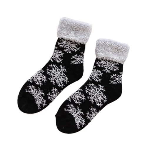 DUBTEDHOU Wärme Strümpfe im Winter, Herren Damen Thermo Winter Skistiefel Socken 2er Pack Mehrfarbig(Black) von DUBTEDHOU