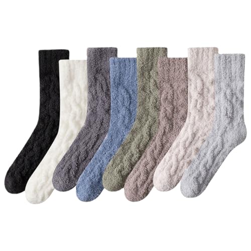 DUBTEDHOU Wärme Strümpfe im Winter, Herren Winter Plüsch Fuzzy Socken Home Schlafen 8 Paar Multicolor Einheitsgröße von DUBTEDHOU