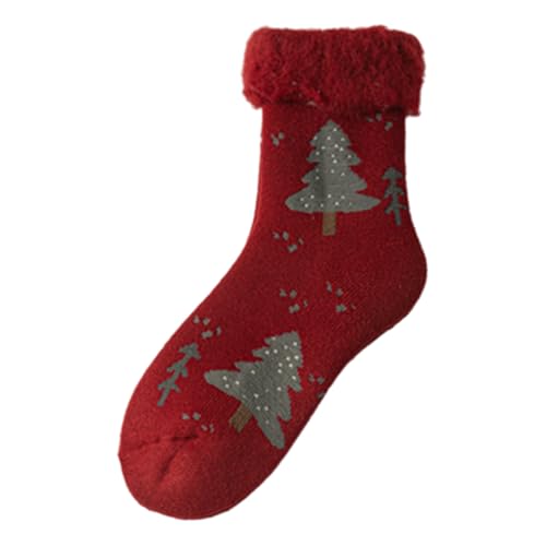 DUBTEDHOU Wärme Strümpfe im Winter, Socken, verdickt, warm, antibakteriell, Plüschfutter, Weihnachtsdruck, mehrfarbig(A3 Double) von DUBTEDHOU