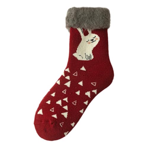 DUBTEDHOU Wärme Strümpfe im Winter, Socken, verdickt, warm, antibakteriell, Plüschfutter, Weihnachtsdruck, mehrfarbig(B3 Double) von DUBTEDHOU
