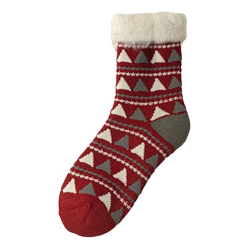 DUBTEDHOU Wärme Strümpfe im Winter, Socken, verdickt, warm, antibakteriell, Plüschfutter, Weihnachtsdruck, mehrfarbig(C3 Double) von DUBTEDHOU