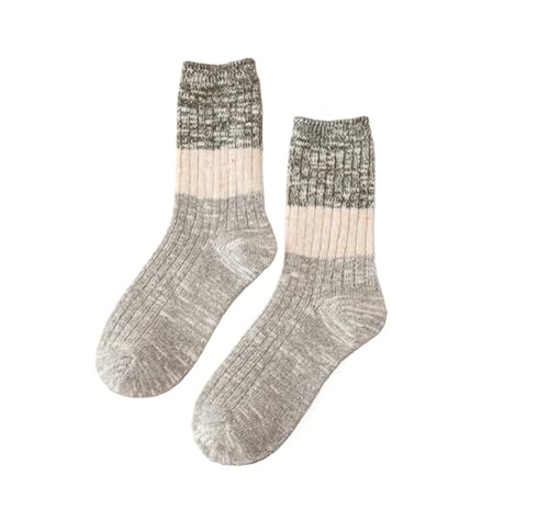 DUBTEDHOU Wärme Strümpfe im Winter, Unisex Baumwolle Winter Thermosocken 2 Stück Mehrfarbig(Military Green Hem) von DUBTEDHOU