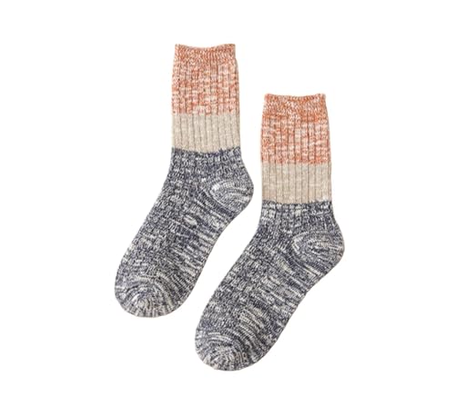 DUBTEDHOU Wärme Strümpfe im Winter, Unisex Baumwolle Winter Thermosocken 2 Stück Mehrfarbig(Orange Hem) von DUBTEDHOU