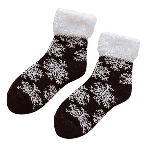 DUBTEDHOU Wärme Strümpfe im Winter, Warme und dicke Damensocken mit Weihnachtsdruck, mehrfarbig(B2 Double) von DUBTEDHOU