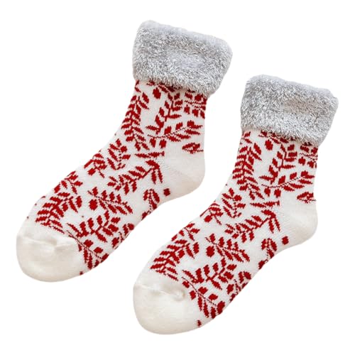DUBTEDHOU Wärme Strümpfe im Winter, Warme und dicke Damensocken mit Weihnachtsdruck, mehrfarbig(M2 Double) von DUBTEDHOU