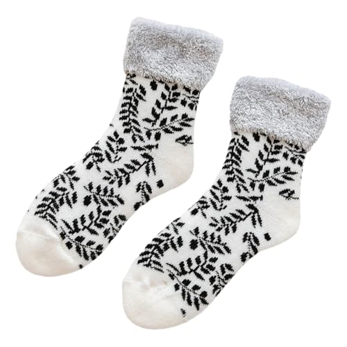 DUBTEDHOU Wärme Strümpfe im Winter, Warme und dicke Damensocken mit Weihnachtsdruck, mehrfarbig(T2 Double) von DUBTEDHOU