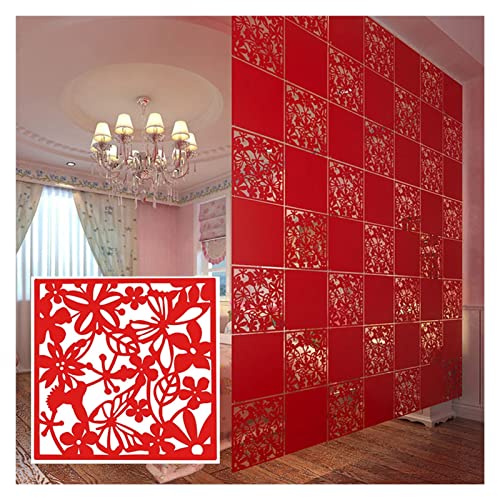 DUBTEDHOU hängen massivholzplatten windpanel dünn, Raumteiler aus PVC for Aufhängen, Rot, 40 x 40 cm, Packung mit Mehreren Mengen(Red-a,20pcs) von DUBTEDHOU