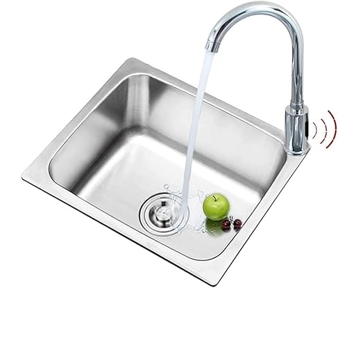 Edelstahl, 201Square Einzelbeckenspüle 1,0 Dicke Wandmontage Spüle Mülleimer mit Abtropffläche Abfall Esszimmer Square/Campervan RV(B(37x31x18.8cm)) von DUBTEDHOU