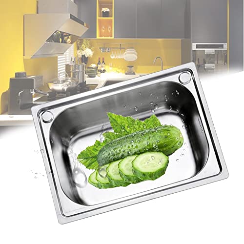 Edelstahl, Einzelbecken Edelstahlspüle Barspüle Campervan RV for Unterbau- und flächenbündigen Einbau Reversible Abtropffläche Glatt(A(48x35x16cm)) von DUBTEDHOU