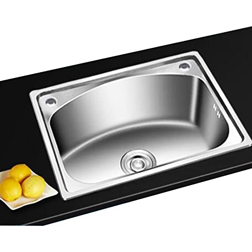 Edelstahl, Einzelbecken Edelstahlspüle Barspüle Campervan RV for Unterbau- und flächenbündigen Einbau Reversible Abtropffläche Glatt(A(56x42x18cm)) von DUBTEDHOU