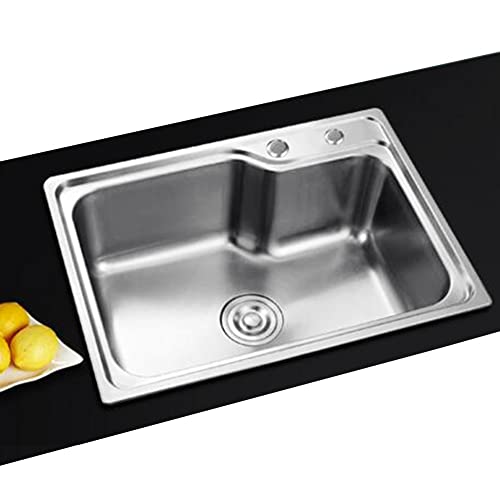 Edelstahl, Einzelbecken Edelstahlspüle Barspüle Campervan RV for Unterbau- und flächenbündigen Einbau Reversible Abtropffläche Glatt(A(62x43x18cm)) von DUBTEDHOU