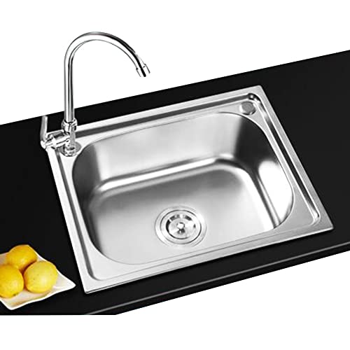 Edelstahl, Einzelbecken Edelstahlspüle Barspüle Campervan RV for Unterbau- und flächenbündigen Einbau Reversible Abtropffläche Glatt(B(42x36x15cm)) von DUBTEDHOU