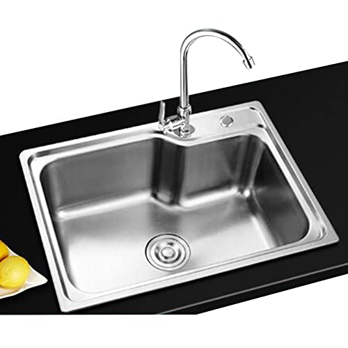 Edelstahl, Einzelbecken Edelstahlspüle Barspüle Campervan RV for Unterbau- und flächenbündigen Einbau Reversible Abtropffläche Glatt(B(62x43x18cm)) von DUBTEDHOU
