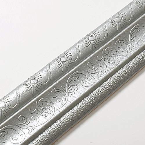 Hintergrundrahmen, Tapetenbordüre for Abziehen und Aufkleben, 8 cm x 230 cm, 2er-Pack, mehrfarbig(Grey European Flowers) von DUBTEDHOU