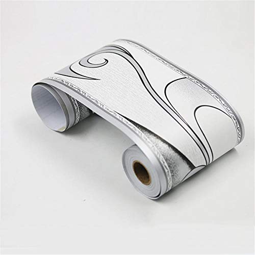 Hintergrundrahmen, Tapetenbordüre for Abziehen und Aufkleben, mehrfarbig, 10 cm x 9 m(Grey European Flowers) von DUBTEDHOU