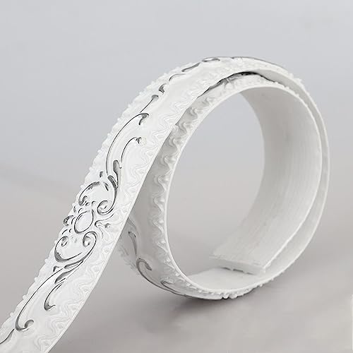 Hintergrundrahmen, Tapetenbordüre for Abziehen und Aufkleben, selbstklebend, abnehmbar, Wand- und Deckendekoration for Badezimmer und Küche, mehrfarbig, 3,6 x 500 cm(9 - Silver) von DUBTEDHOU