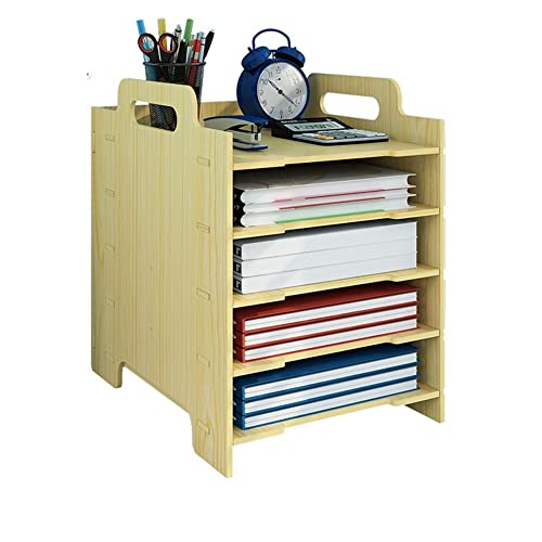 Holzschreibtisch Lagerung, 3-stufiger stapelbarer Aktenständer, Schreibtisch-Organizer, vertikal, mehrfarbig, mehrere Größen(Yellow,B) von DUBTEDHOU