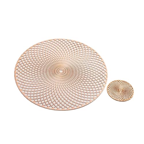 Rund gedruckte Vinyl-Mahlzeitmatratze, 6 Stück runde PVC-Tischsets Untersetzer wasserdicht hitzebeständig rutschfest Mehrfarbig mehrere Größen(Rose Gold) von DUBTEDHOU