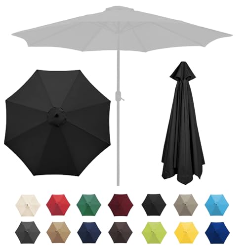 Sonnenschatten, Ersatz-Sonnenschirmüberdachung for Terrassenschirm mit 6/8 Rippen, mehrere Größen, Mehrfarbig(Black,6 ribs-3m(9.8ft)) von DUBTEDHOU