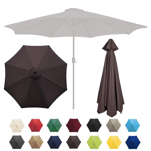 Sonnenschatten, Ersatz-Sonnenschirmüberdachung for Terrassenschirm mit 6/8 Rippen, mehrere Größen, Mehrfarbig(Brown,8 Ribs-2.7m(8.8ft)) von DUBTEDHOU