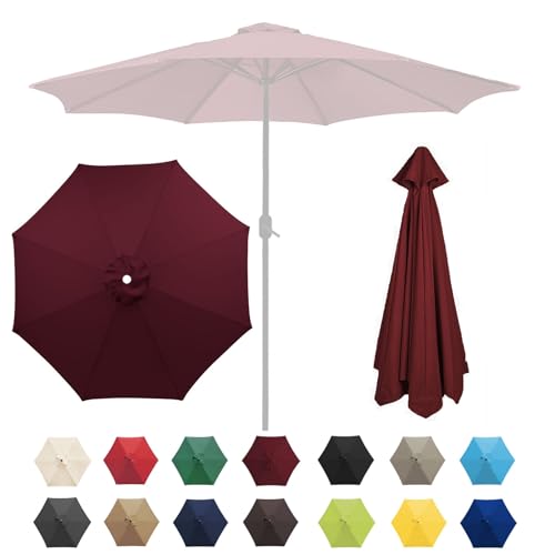 Sonnenschatten, Ersatz-Sonnenschirmüberdachung for Terrassenschirm mit 6/8 Rippen, mehrere Größen, Mehrfarbig(Burgundy,6 Ribs-2.7m(8.8ft)) von DUBTEDHOU