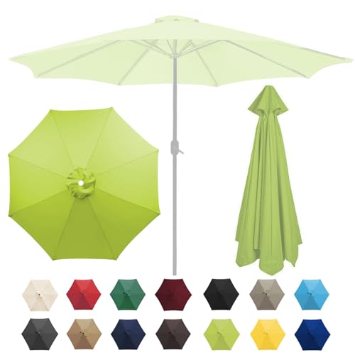 Sonnenschatten, Ersatz-Sonnenschirmüberdachung for Terrassenschirm mit 6/8 Rippen, mehrere Größen, Mehrfarbig(Grass Green,6 Ribs-2.7m(8.8ft)) von DUBTEDHOU