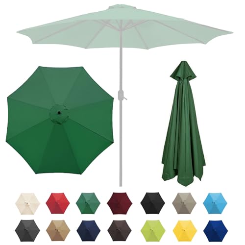 Sonnenschatten, Ersatz-Sonnenschirmüberdachung for Terrassenschirm mit 6/8 Rippen, mehrere Größen, Mehrfarbig(Green,6 ribs-3m(9.8ft)) von DUBTEDHOU