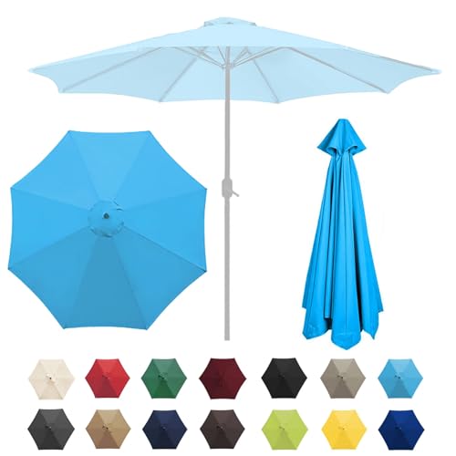 Sonnenschatten, Ersatz-Sonnenschirmüberdachung for Terrassenschirm mit 6/8 Rippen, mehrere Größen, Mehrfarbig(Lake Blue,8 ribs-3m(9.8ft)) von DUBTEDHOU