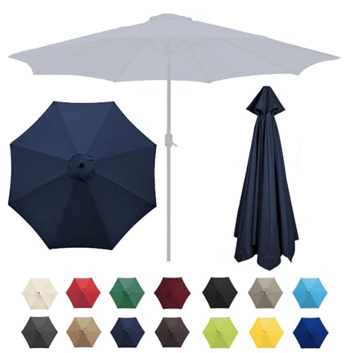 Sonnenschatten, Ersatz-Sonnenschirmüberdachung for Terrassenschirm mit 6/8 Rippen, mehrere Größen, Mehrfarbig(Navy Blue,6 Ribs-2.7m(8.8ft)) von DUBTEDHOU