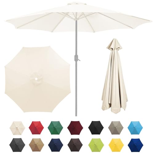 Sonnenschatten, Ersatz-Sonnenschirmüberdachung for Terrassenschirm mit 6/8 Rippen, mehrere Größen, Mehrfarbig(Off-White,6 ribs-3m(9.8ft)) von DUBTEDHOU