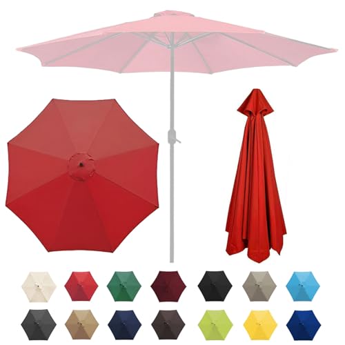 Sonnenschatten, Ersatz-Sonnenschirmüberdachung for Terrassenschirm mit 6/8 Rippen, mehrere Größen, Mehrfarbig(Red,6 Ribs-2.7m(8.8ft)) von DUBTEDHOU