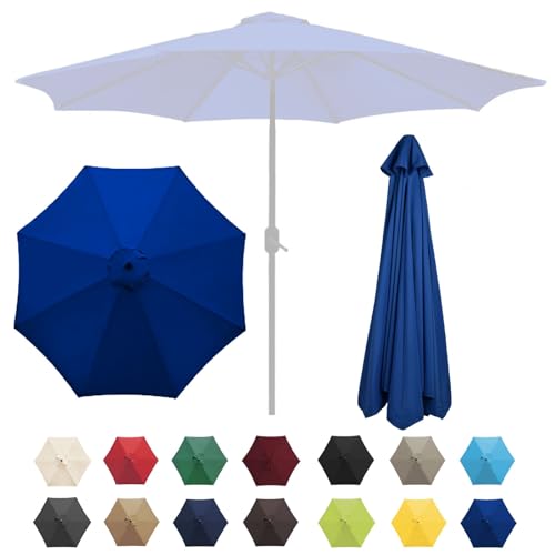 Sonnenschatten, Ersatz-Sonnenschirmüberdachung for Terrassenschirm mit 6/8 Rippen, mehrere Größen, Mehrfarbig(Royal Blue,6 ribs-3m(9.8ft)) von DUBTEDHOU