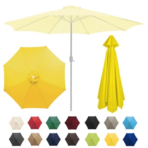 Sonnenschatten, Ersatz-Sonnenschirmüberdachung for Terrassenschirm mit 6/8 Rippen, mehrere Größen, Mehrfarbig(Yellow,8 Ribs-2.7m(8.8ft)) von DUBTEDHOU