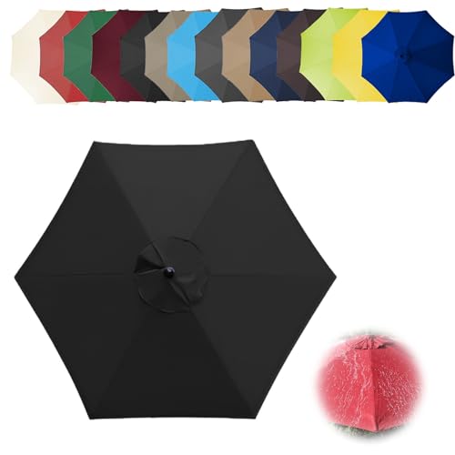 Sonnenschatten, Ersatzdach for Terrassen- und Freiarmschirme, 6/8 Rippen, Mehrfarbig, mehrere Größen(Black,8ribs-300cm(9.8ft)) von DUBTEDHOU